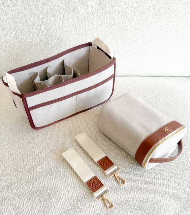 Diaper Tote Bag – 5pc Set w/ Cooler, Dividers, Stroller Straps | For New Moms